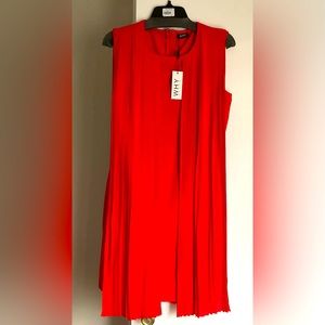 RED SHEER PANEL DRESS, NWT, SIZE L
